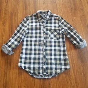 Heart N Crush Studded Collar Plaid Shirt Size XS